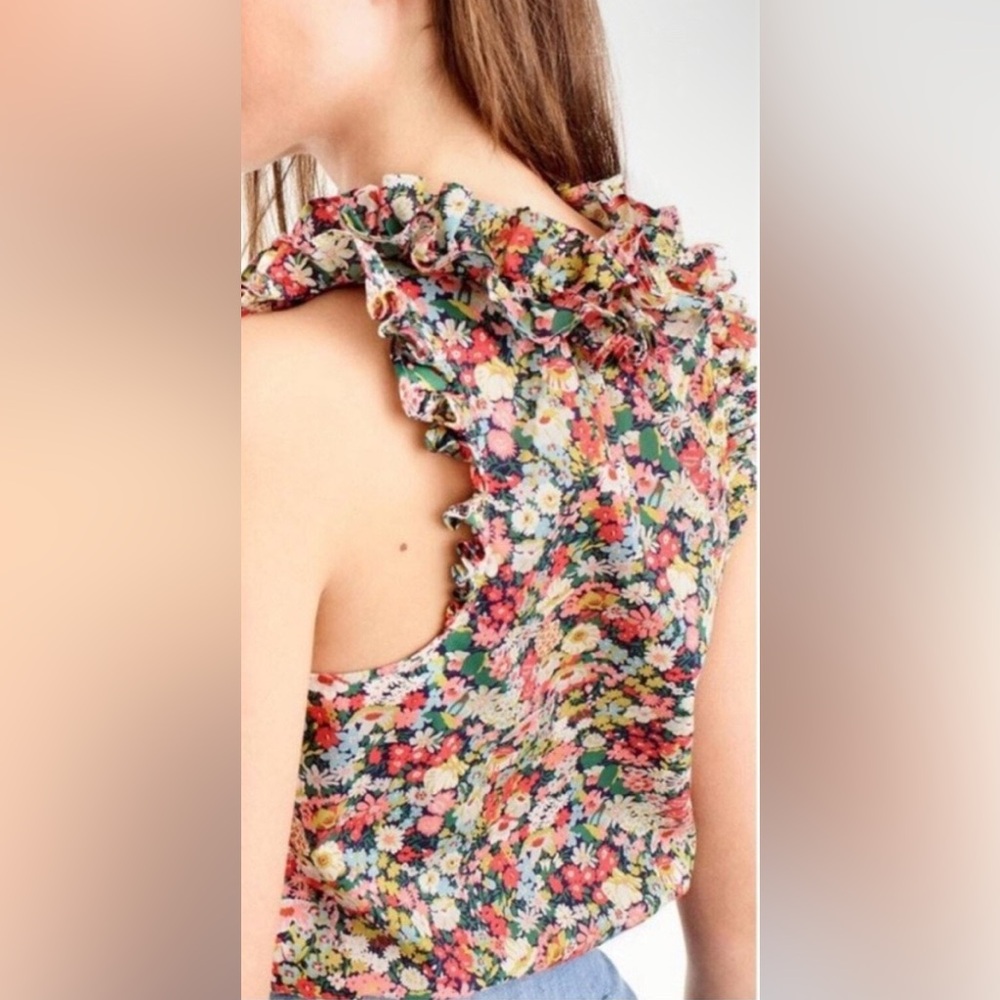 J. Crew Multicolor Floral Ruffle Blouse - Picture 4 of 4